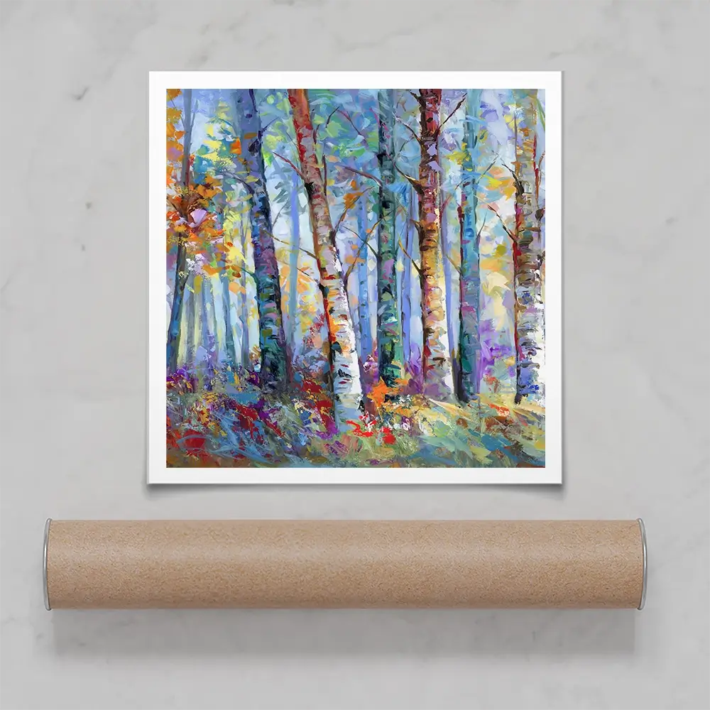 Autumn Birches Square Art Print Autumn Birches Square Art Print wall art product Art Print Shop