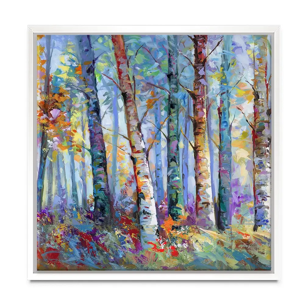 Autumn Birches Square Canvas Print Autumn Birches Square Canvas Print wall art product Art Print Shop