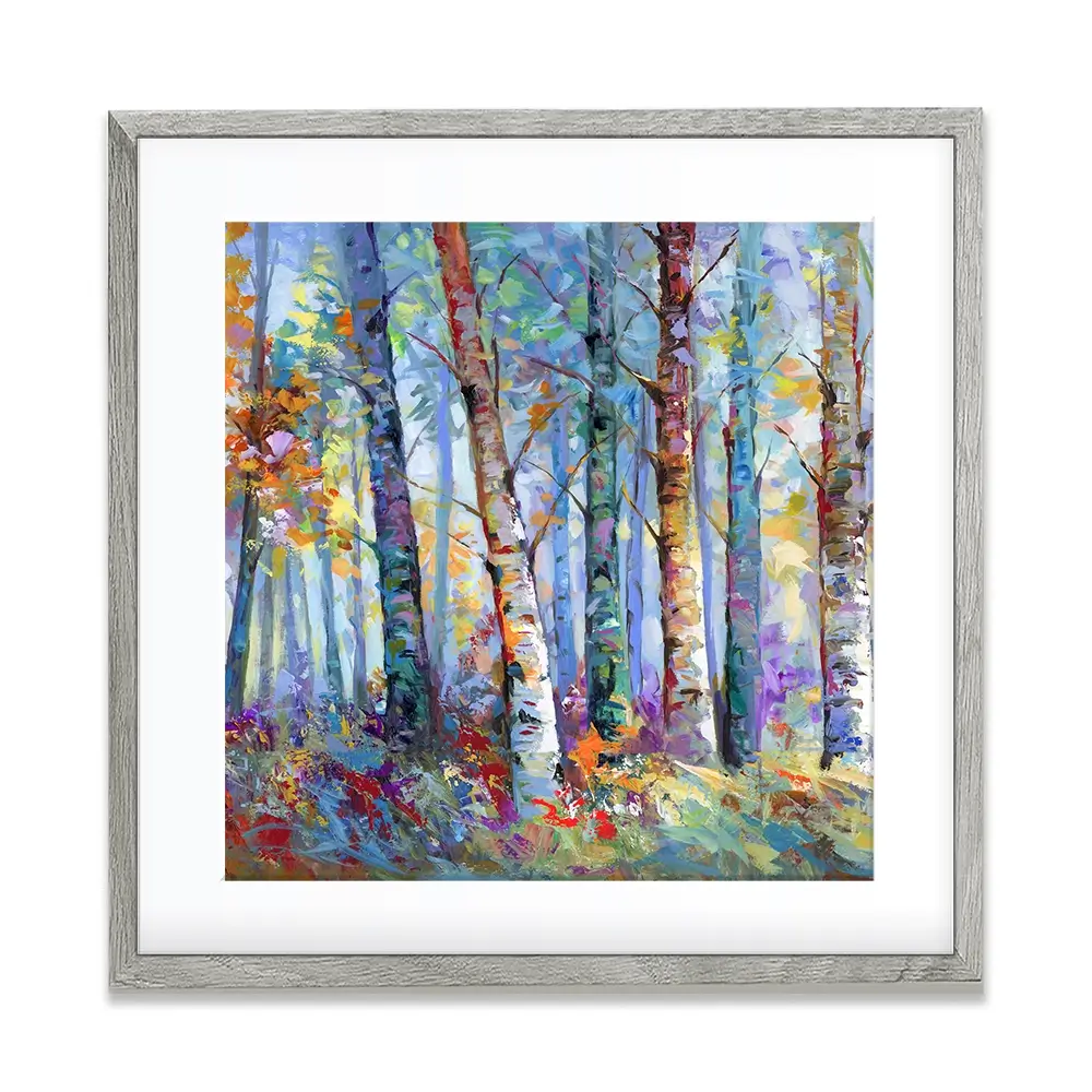 Autumn Birches Square Framed Art Print Autumn Birches Square Framed Art Print wall art product Art Print Shop