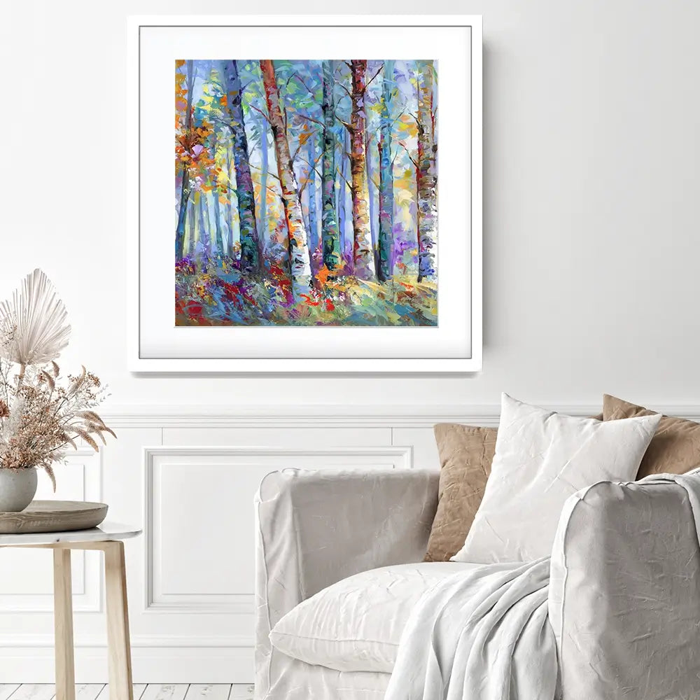 Autumn Birches Square Framed Art Print Autumn Birches Square Framed Art Print wall art product Art Print Shop