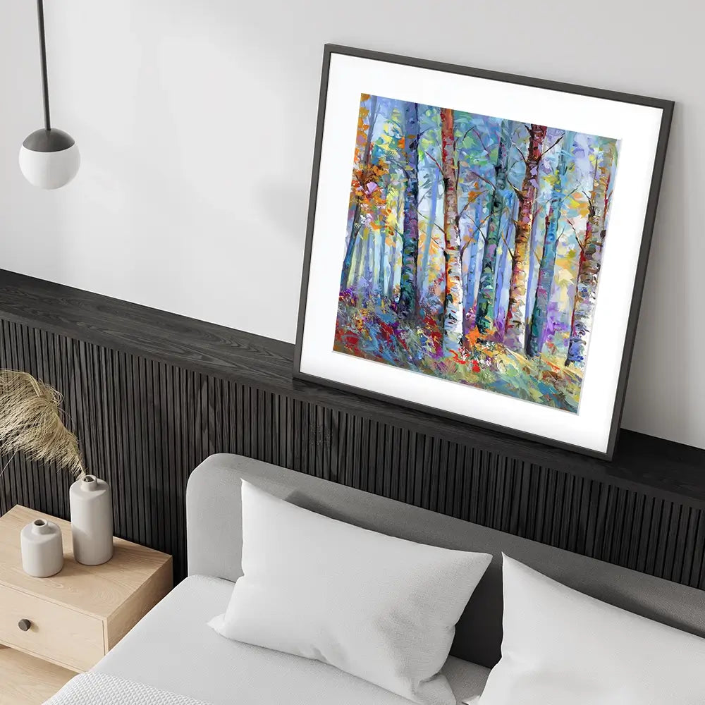 Autumn Birches Square Framed Art Print Autumn Birches Square Framed Art Print wall art product Art Print Shop
