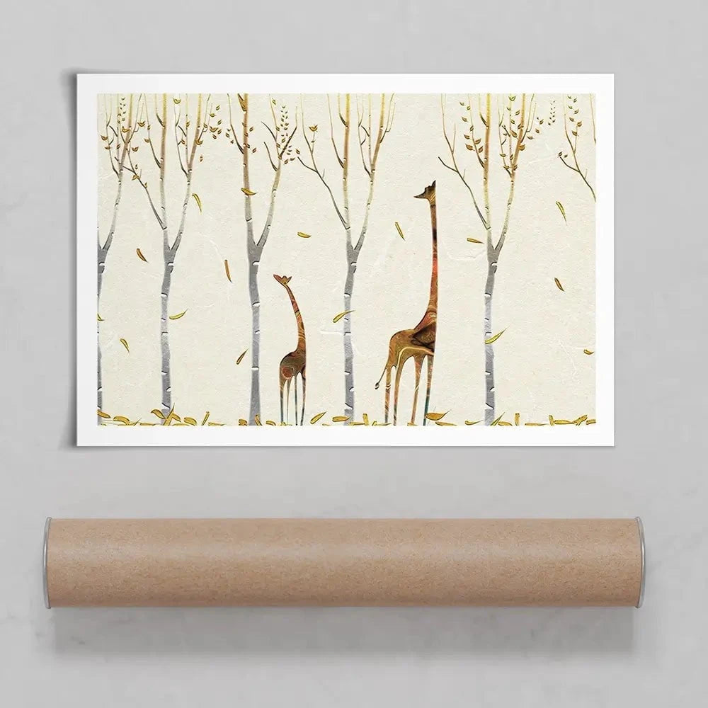 Autumn Giraffes Art Print Autumn Giraffes Art Print wall art product Tim Kats / Shutterstock