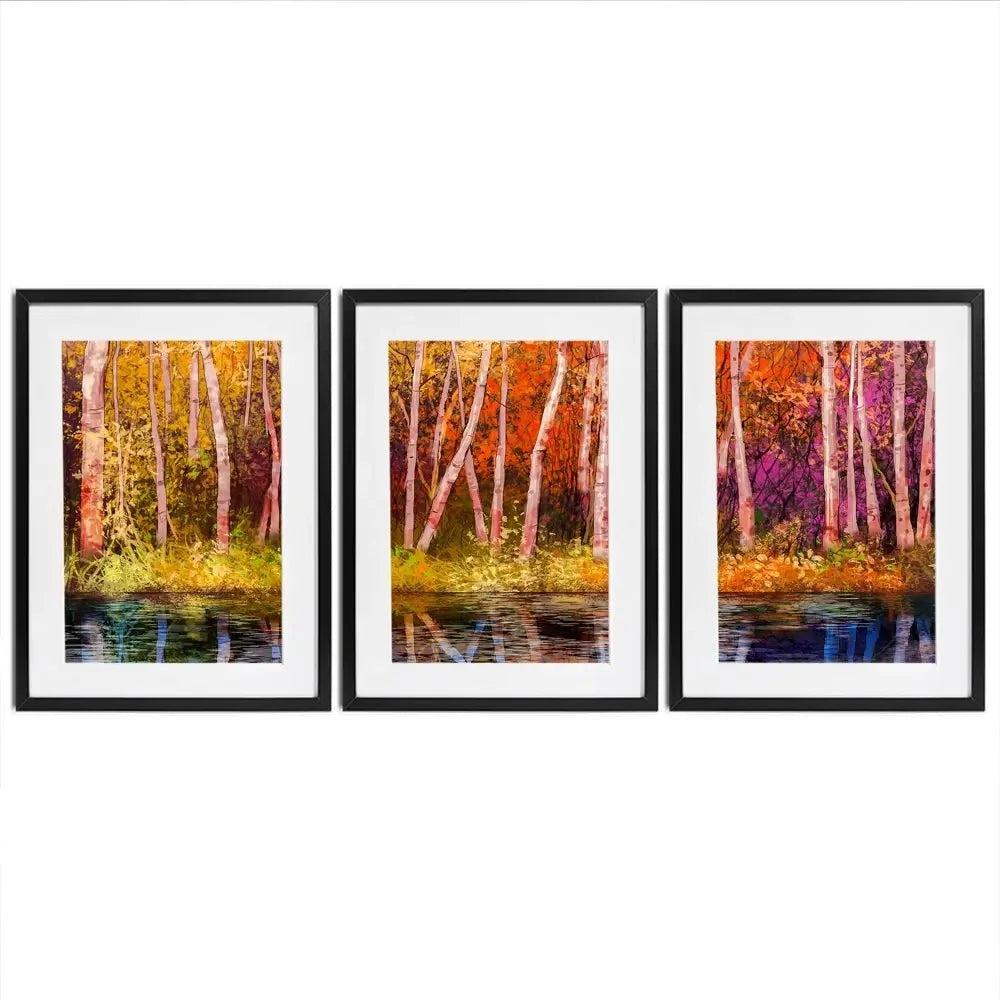 Autumn Trees Framed Art Print Trio Autumn Trees Framed Art Print Trio wall art product pluie_r / Shutterstock