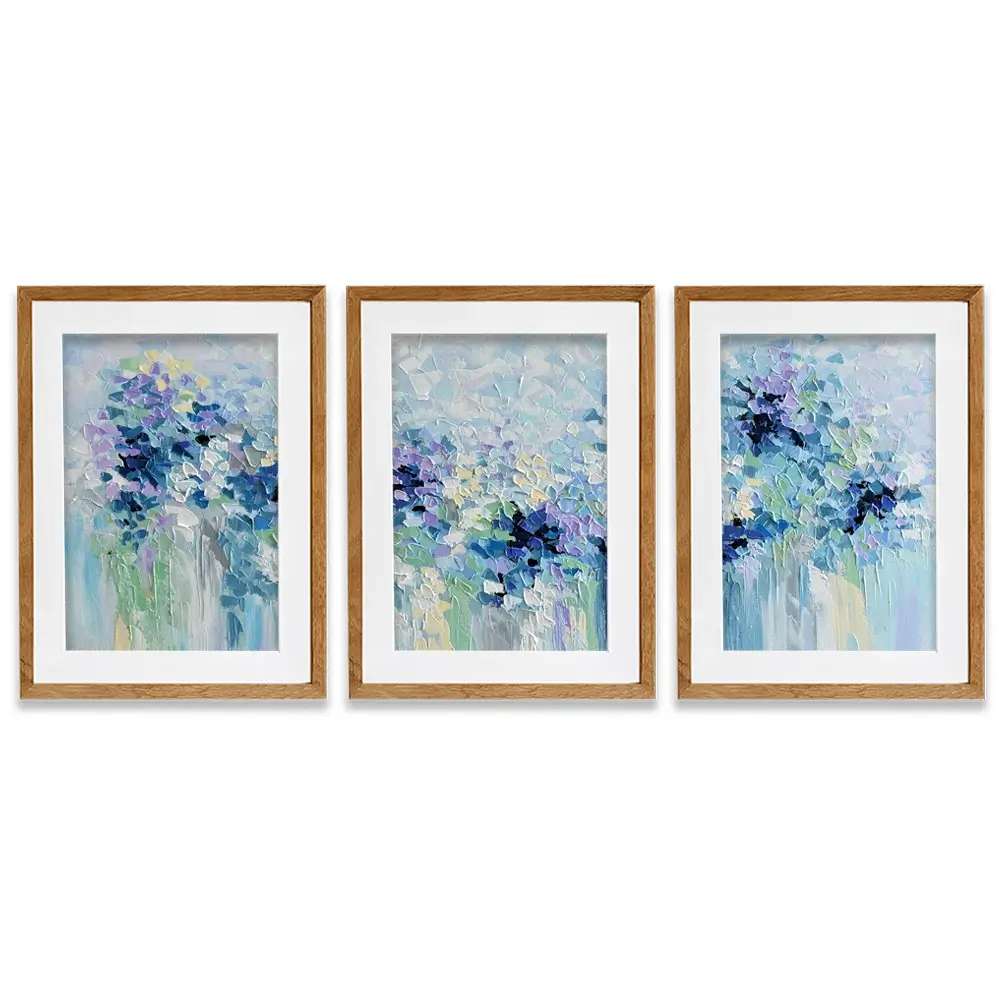 Baby Blue Framed Art Print Trio Baby Blue Framed Art Print Trio wall art product Olga Tkachyk