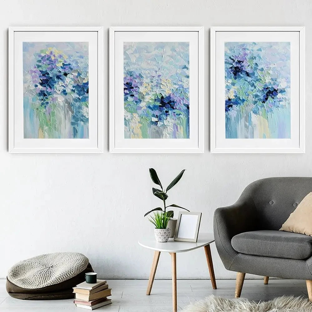 Baby Blue Framed Art Print Trio Baby Blue Framed Art Print Trio wall art product Olga Tkachyk