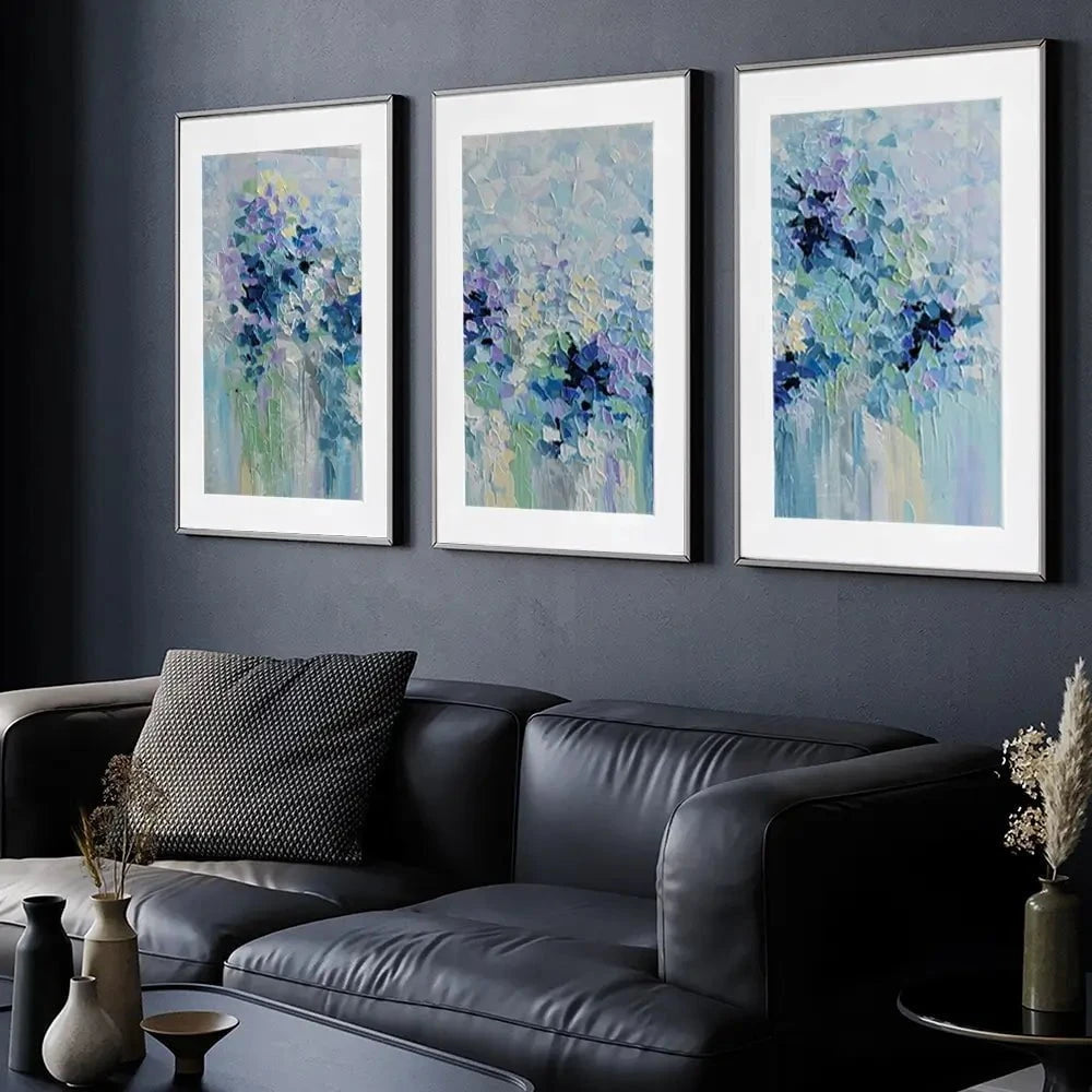 Baby Blue Framed Art Print Trio Baby Blue Framed Art Print Trio wall art product Olga Tkachyk