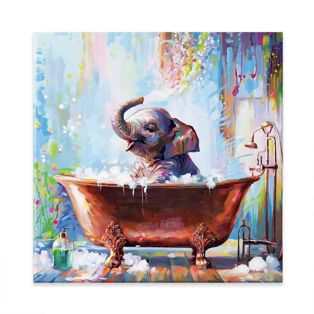 Baby Elephant In Bathtub Canvas Print Baby Elephant In Bathtub Canvas Print wall art product Leon Devenice