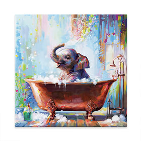 Baby Elephant In Bathtub Canvas Print Baby Elephant In Bathtub Canvas Print wall art product Leon Devenice