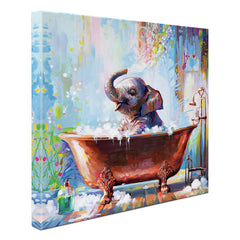 Baby Elephant In Bathtub Canvas Print wall art product Leon Devenice