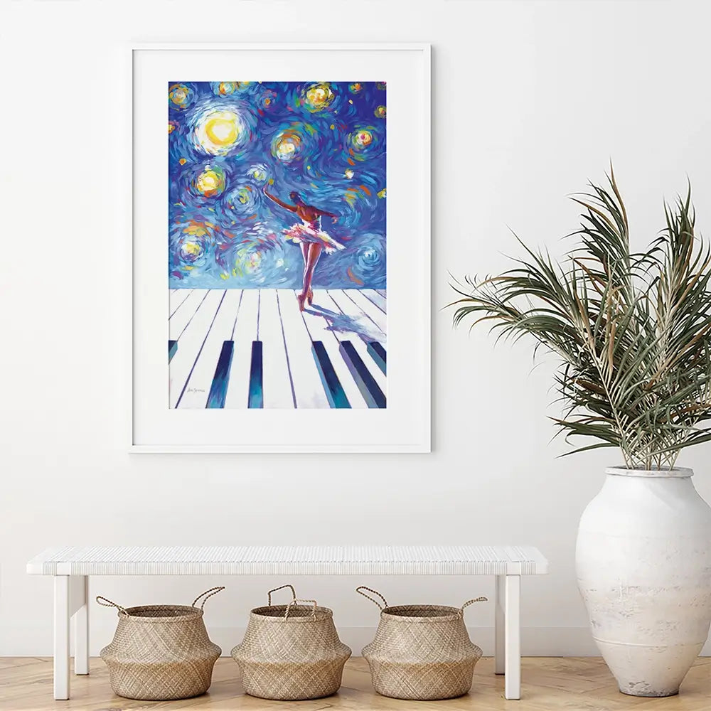 Ballerina Starry Night Framed Art Print Ballerina Starry Night Framed Art Print wall art product Leon Devenice