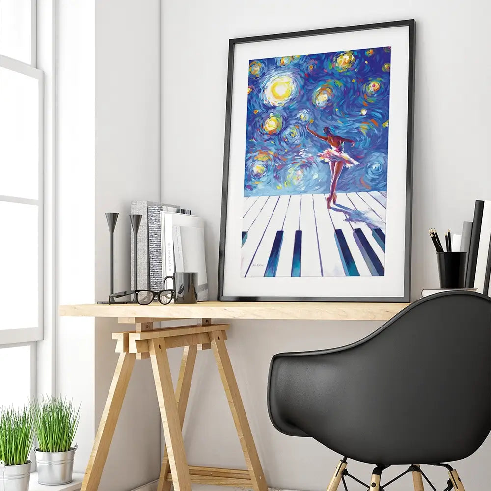 Ballerina Starry Night Framed Art Print Ballerina Starry Night Framed Art Print wall art product Leon Devenice