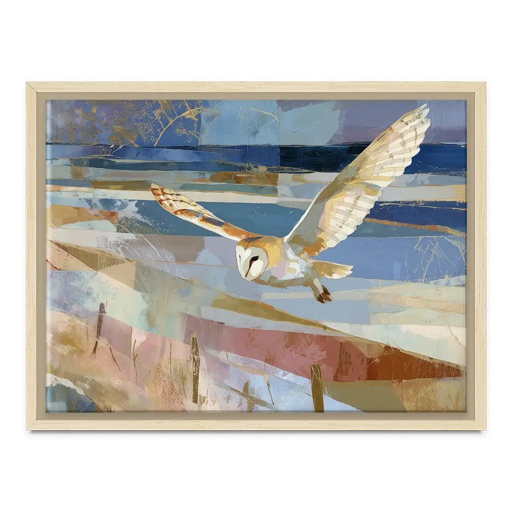 Barn Owl Gliding Over Countryside Canvas Print Barn Owl Gliding Over Countryside Canvas Print wall art product Chromatic Storm Studio