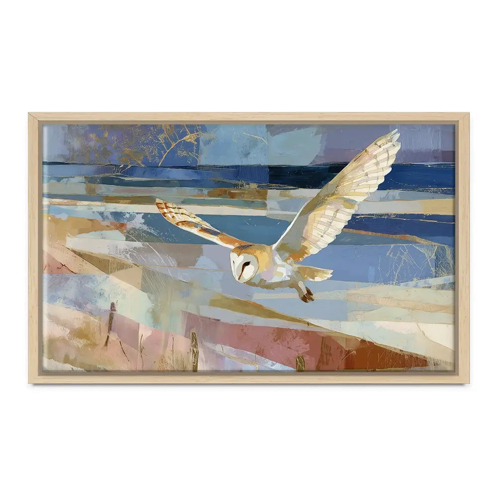 Barn Owl Gliding Over Countryside Oversized Canvas Print Barn Owl Gliding Over Countryside Oversized Canvas Print wall art product Chromatic Storm Studio