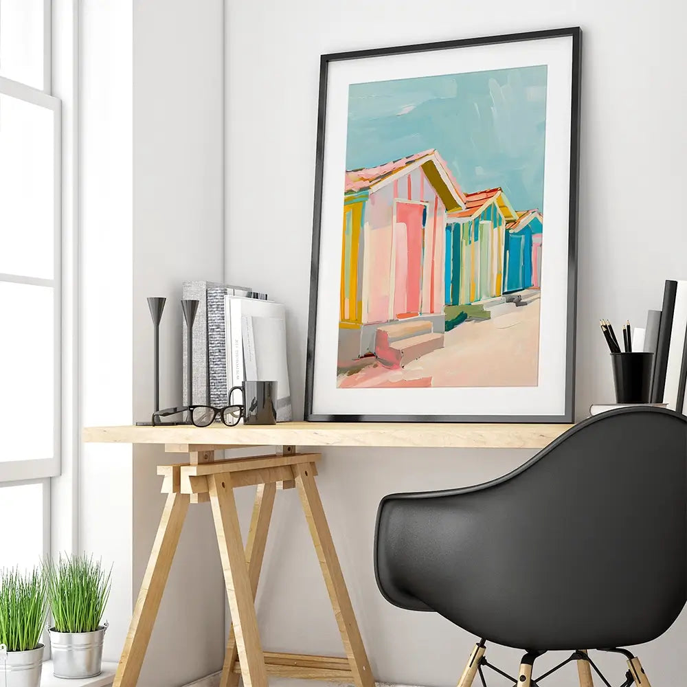 Beach Bungalows Framed Art Print Beach Bungalows Framed Art Print wall art product LSR Design Studio - Independent