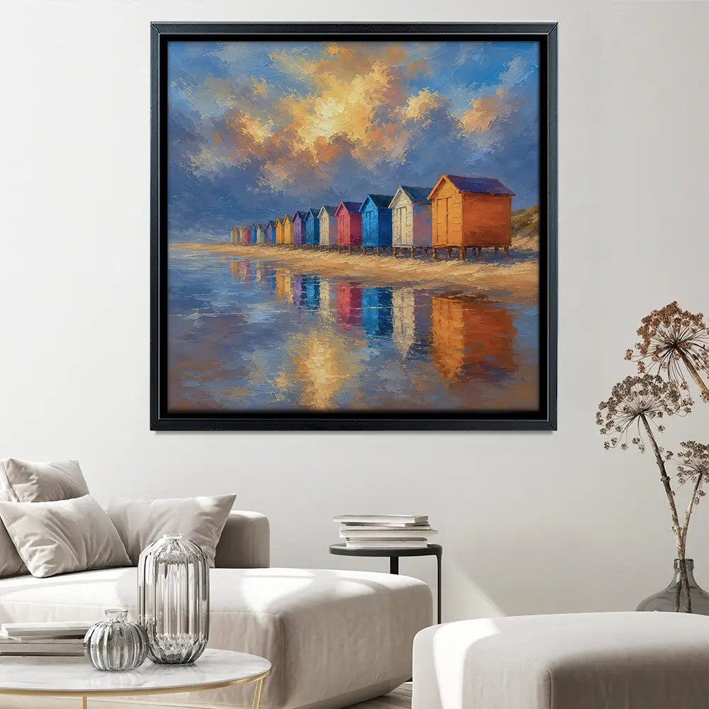 Beach Hut Love Square Canvas Print Beach Hut Love Square Canvas Print wall art product David Alexander Elder