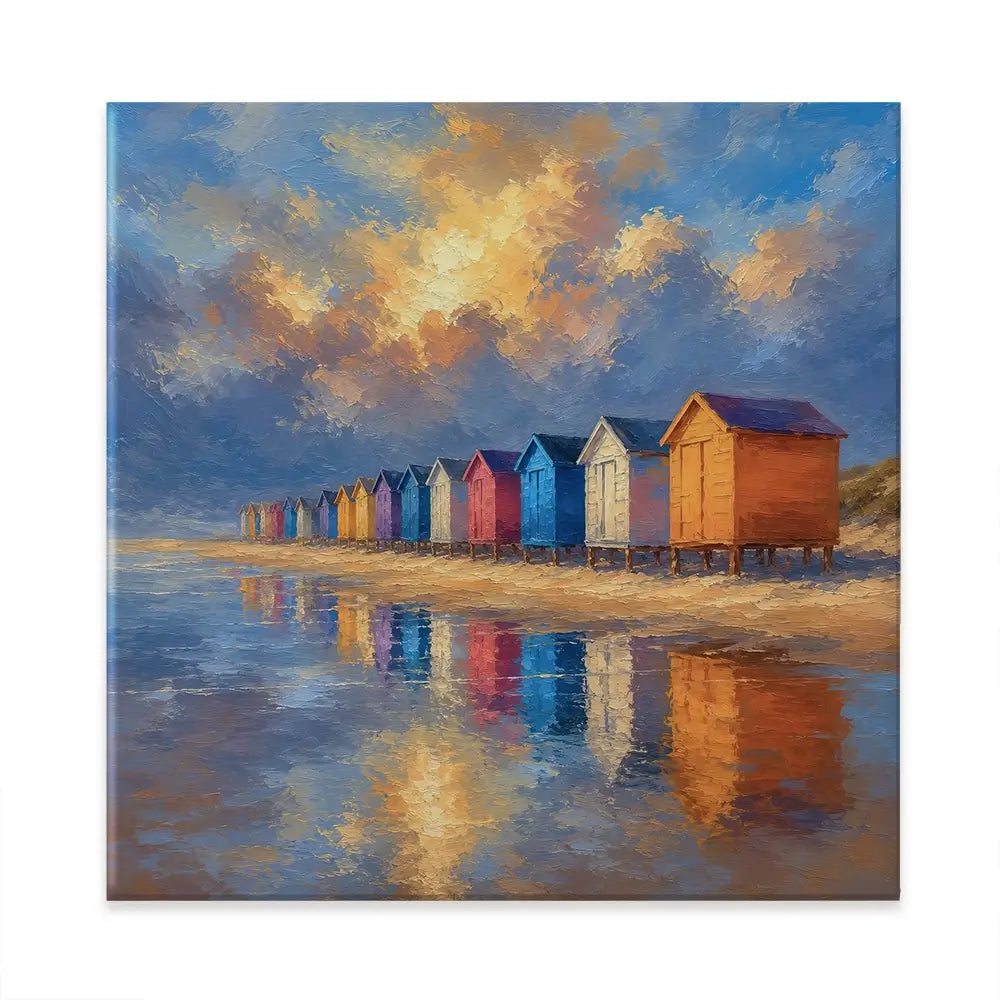 Beach Hut Love Square Canvas Print Beach Hut Love Square Canvas Print wall art product David Alexander Elder