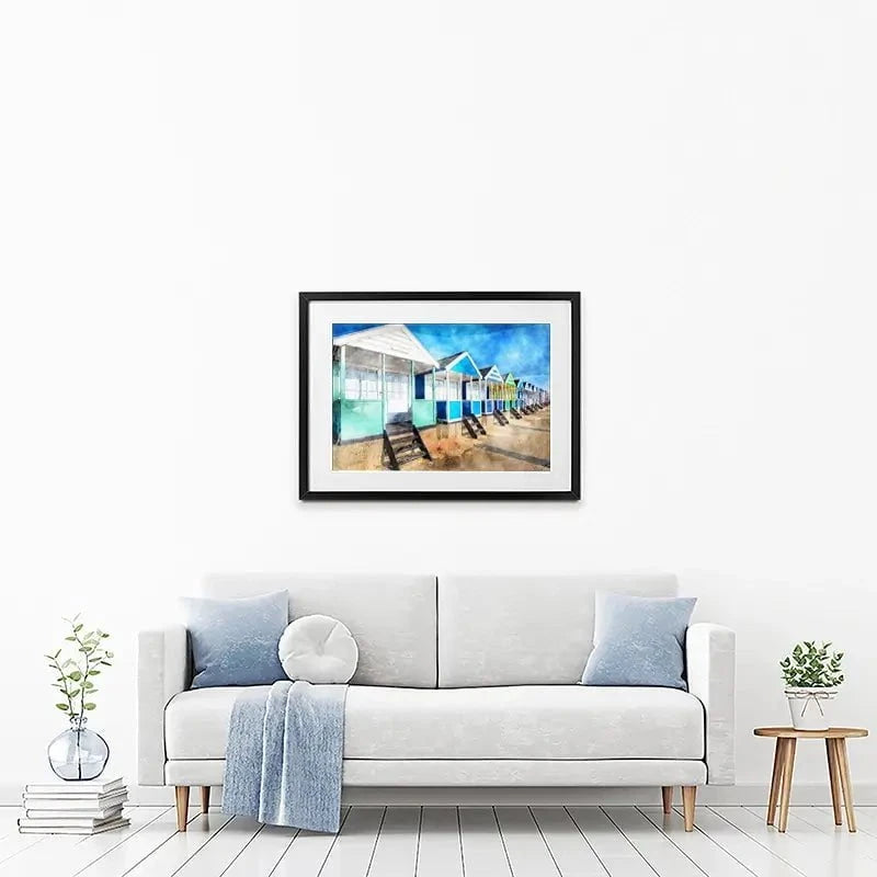 Beach Huts Framed Art Print Beach Huts Framed Art Print wall art product Helen Hotson / Shutterstock