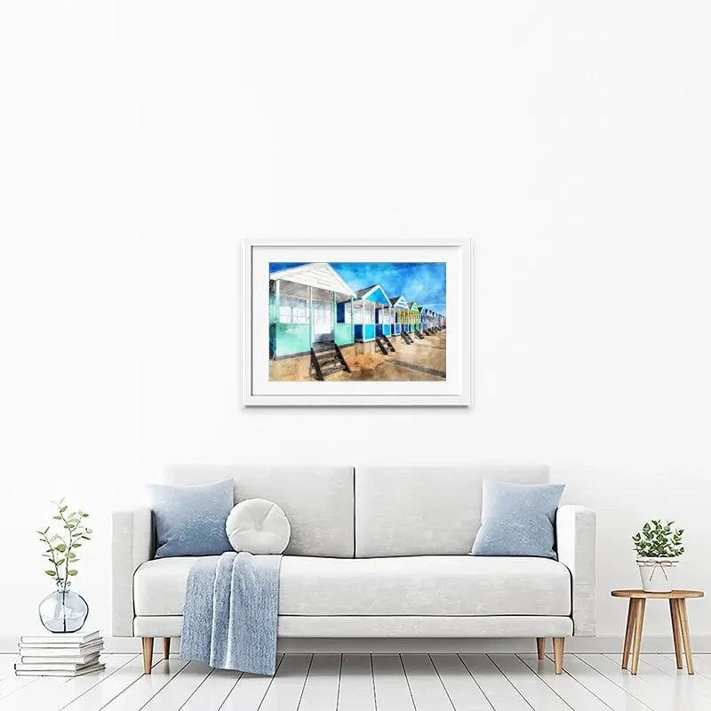 Beach Huts Framed Art Print Beach Huts Framed Art Print wall art product Helen Hotson / Shutterstock
