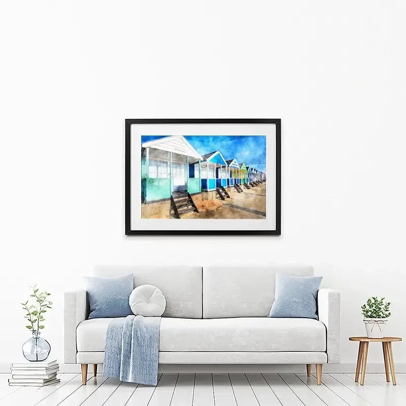 Beach Huts Framed Art Print Beach Huts Framed Art Print wall art product Helen Hotson / Shutterstock