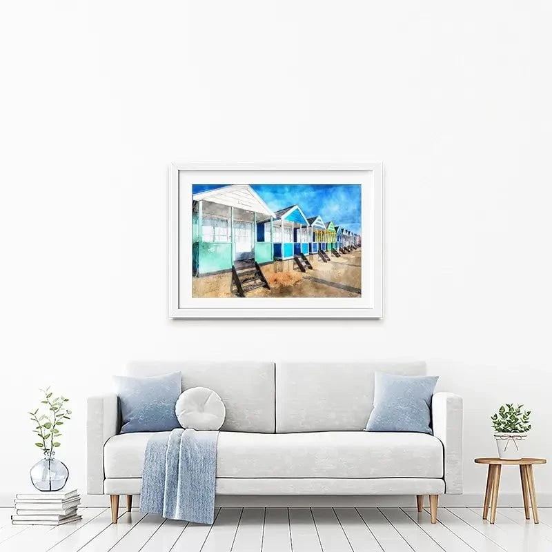 Beach Huts Framed Art Print Beach Huts Framed Art Print wall art product Helen Hotson / Shutterstock