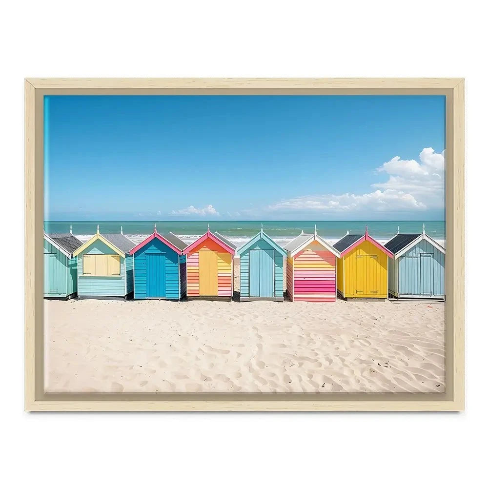 Beach Huts In A Row Canvas Print Beach Huts In A Row Canvas Print wall art product Art Print Shop