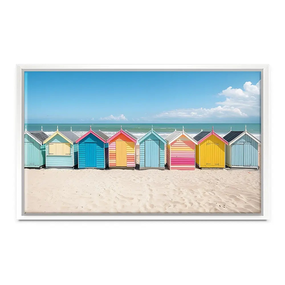 Beach Huts In A Row Oversized Canvas Print Beach Huts In A Row Oversized Canvas Print wall art product Art Print Shop