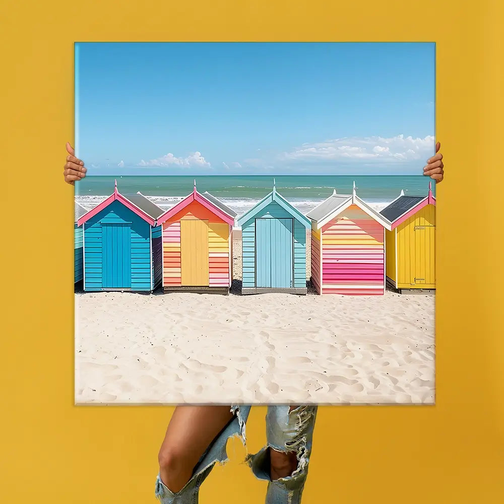 Beach Huts In A Row Oversized Canvas Print Beach Huts In A Row Oversized Canvas Print wall art product Art Print Shop