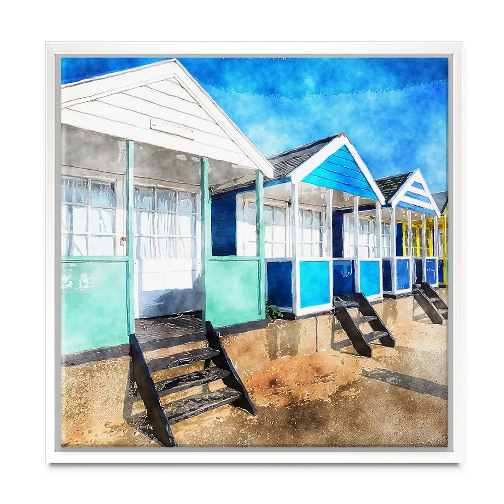Beach Huts Square Canvas Print Beach Huts Square Canvas Print wall art product Helen Hotson / Shutterstock