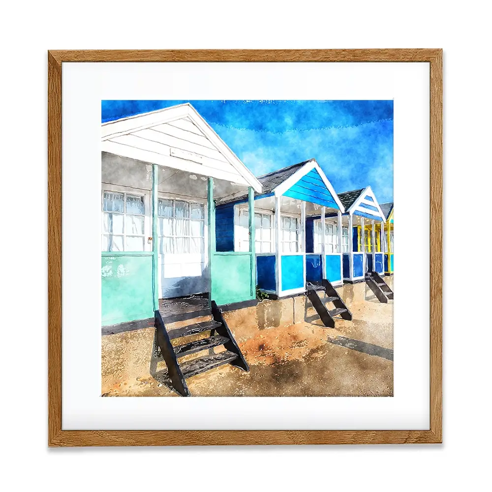 Beach Huts Square Framed Art Print Beach Huts Square Framed Art Print wall art product Helen Hotson / Shutterstock