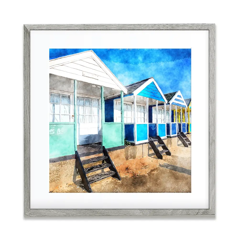 Beach Huts Square Framed Art Print Beach Huts Square Framed Art Print wall art product Helen Hotson / Shutterstock
