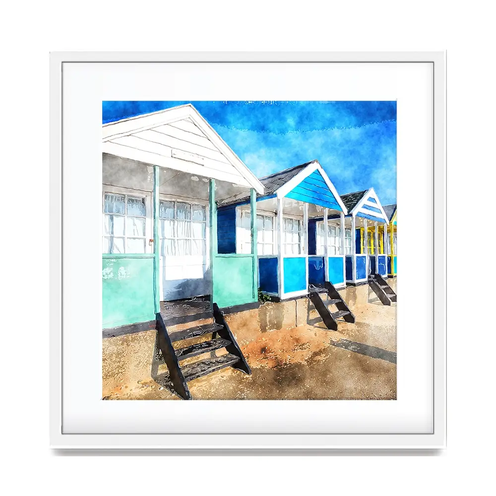 Beach Huts Square Framed Art Print Beach Huts Square Framed Art Print wall art product Helen Hotson / Shutterstock