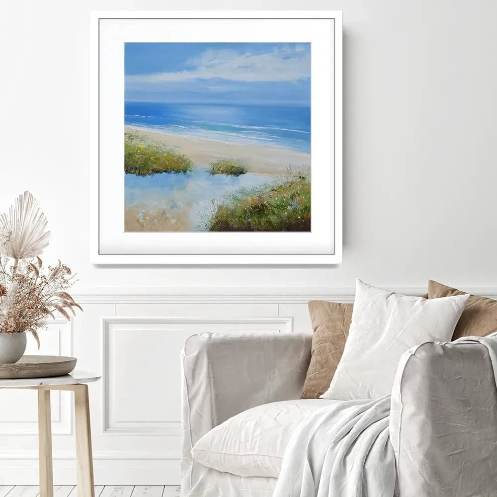 Beachy Square Framed Art Print Beachy Square Framed Art Print wall art product Laure Bury