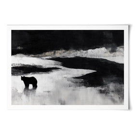 Bear By A River In Foggy Landscape Art Print Bear By A River In Foggy Landscape Art Print wall art product Chromatic Storm Studio
