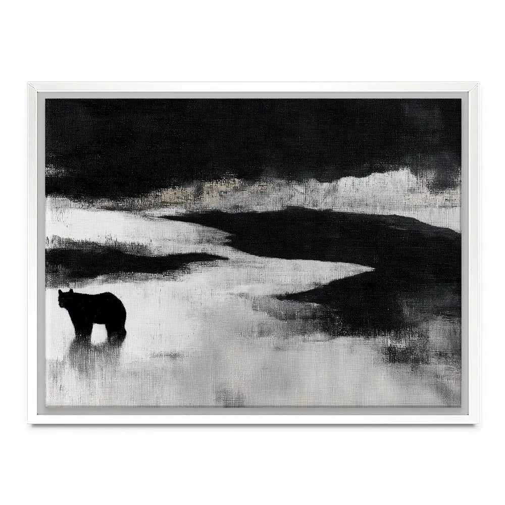 Bear By A River In Foggy Landscape Canvas Print Bear By A River In Foggy Landscape Canvas Print wall art product Chromatic Storm Studio