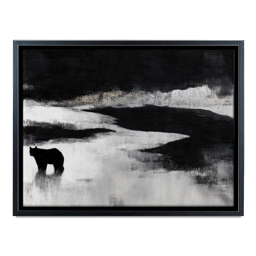 Bear By A River In Foggy Landscape Canvas Print Bear By A River In Foggy Landscape Canvas Print wall art product Chromatic Storm Studio