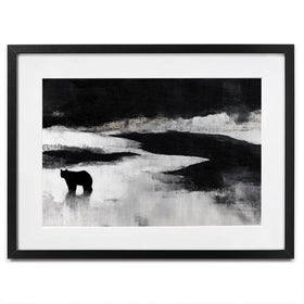 Bear By A River In Foggy Landscape Framed Art Print Bear By A River In Foggy Landscape Framed Art Print wall art product Chromatic Storm Studio
