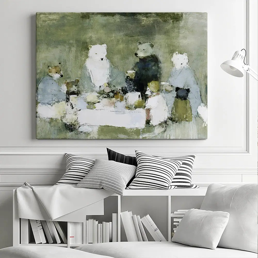 Bears At The Table Canvas Print Bears At The Table Canvas Print wall art product Chromatic Storm Studio