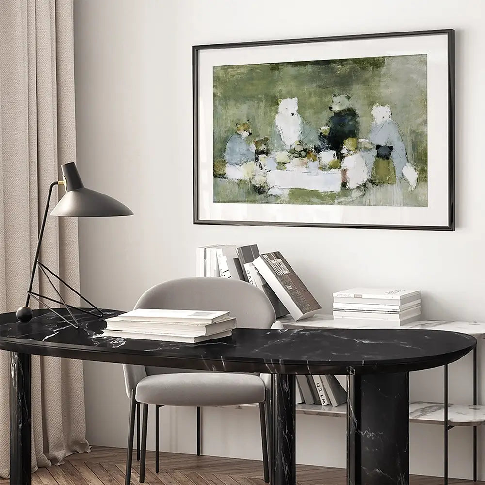 Bears At The Table Framed Art Print Bears At The Table Framed Art Print wall art product Chromatic Storm Studio