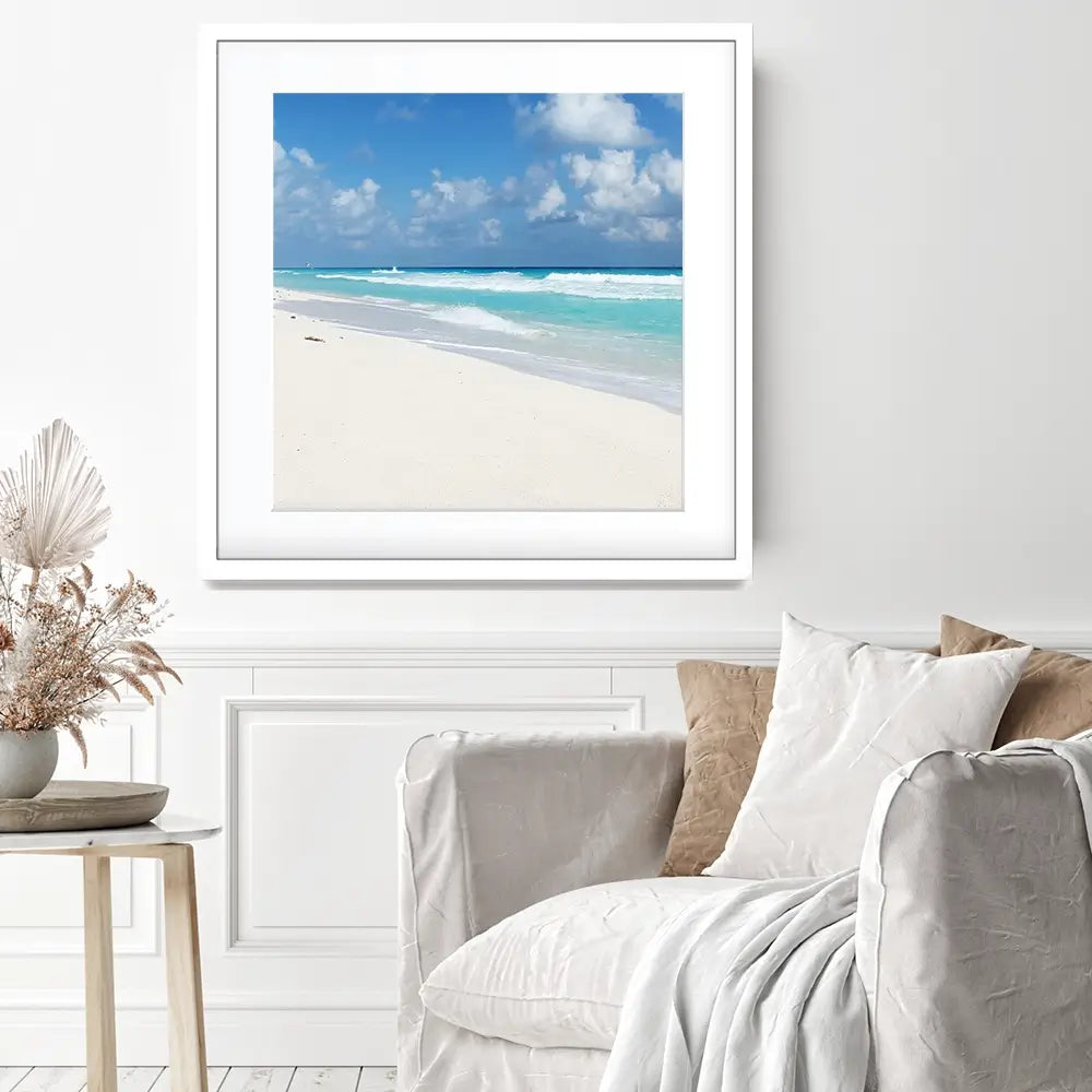 Beautiful Beach Scene Square Framed Art Print Beautiful Beach Scene Square Framed Art Print wall art product Ligia Aguilar / Shutterstock