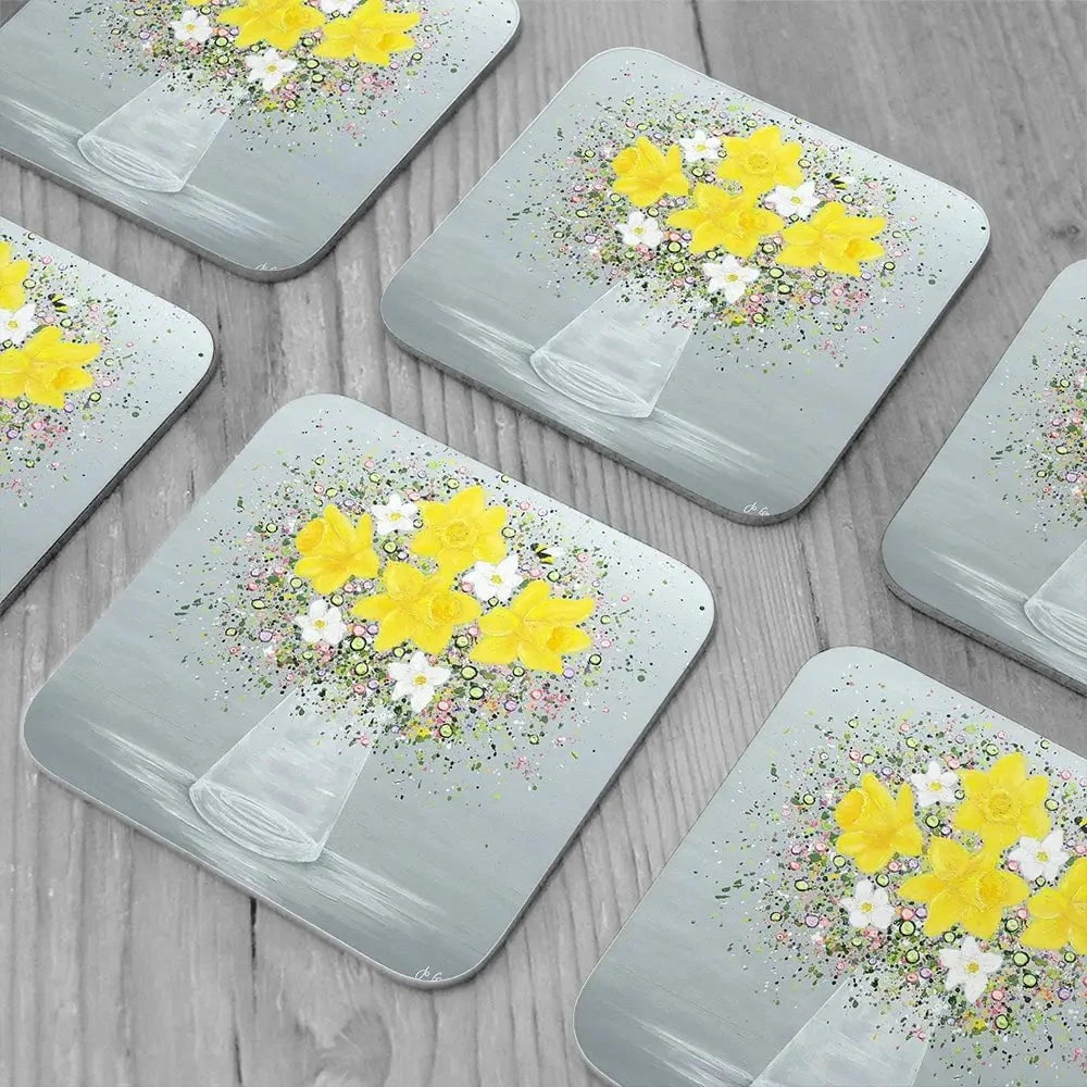 Bee Happy Coaster Set Rainbow Soul Tree Coaster Set | Rainbow Soul Tree Art Coasters wall art product Jo Gough