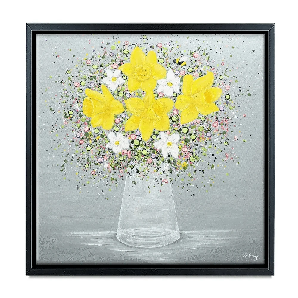 Bee Happy Square Canvas Print Bee Happy Square Canvas Print wall art product Jo Gough