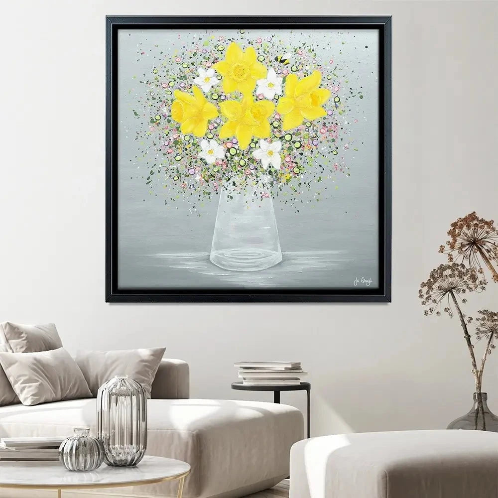 Bee Happy Square Canvas Print Bee Happy Square Canvas Print wall art product Jo Gough