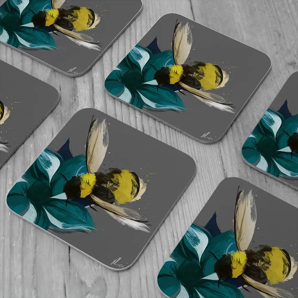 Bee In Flight Coaster Set Rainbow Soul Tree Coaster Set | Rainbow Soul Tree Art Coasters wall art product Aimee Linzi