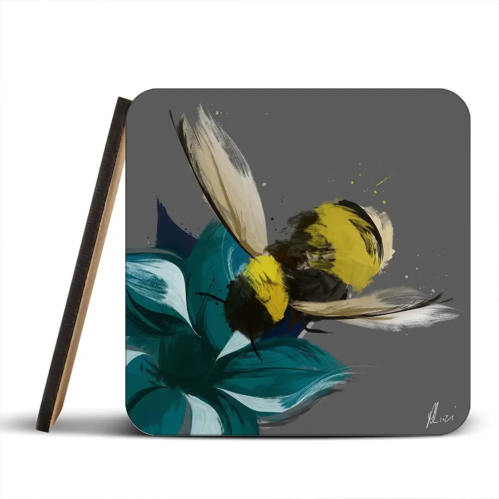 Bee In Flight Coaster Set Rainbow Soul Tree Coaster Set | Rainbow Soul Tree Art Coasters wall art product Aimee Linzi