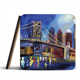 Benjamin Franklin Bridge Coaster Set Rainbow Soul Tree Coaster Set | Rainbow Soul Tree Art Coasters wall art product Ekaterina Ermilkina