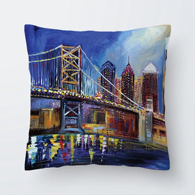 Benjamin Franklin Bridge Cushion Benjamin Franklin Bridge Cushion wall art product Ekaterina Ermilkina