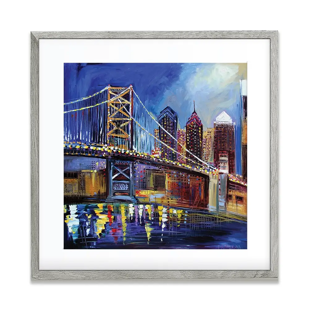 Benjamin Franklin Bridge Framed Art Print Benjamin Franklin Bridge Framed Art Print wall art product Ekaterina Ermilkina