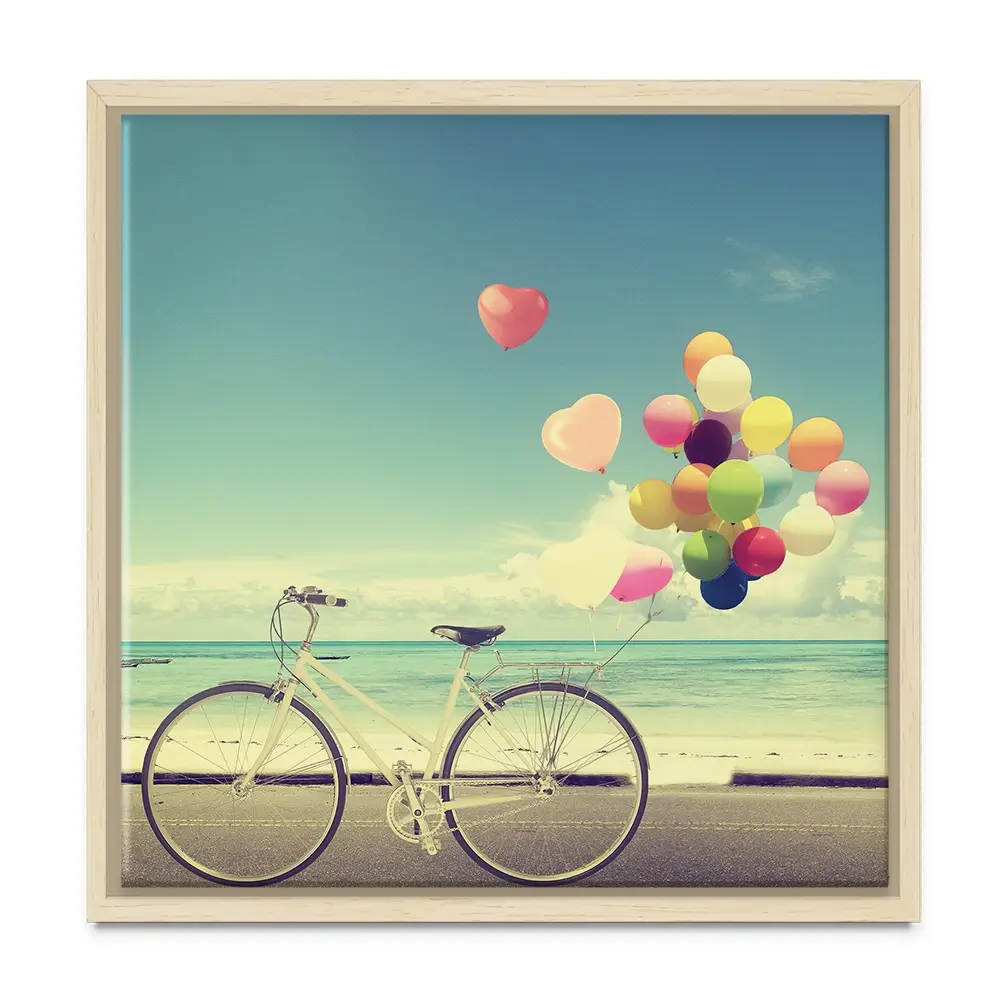 Bicycle And Balloons Square Canvas Print Bicycle And Balloons Square Canvas Print wall art product jakkapan / Shutterstock