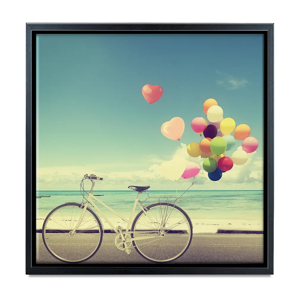 Bicycle And Balloons Square Canvas Print Bicycle And Balloons Square Canvas Print wall art product jakkapan / Shutterstock