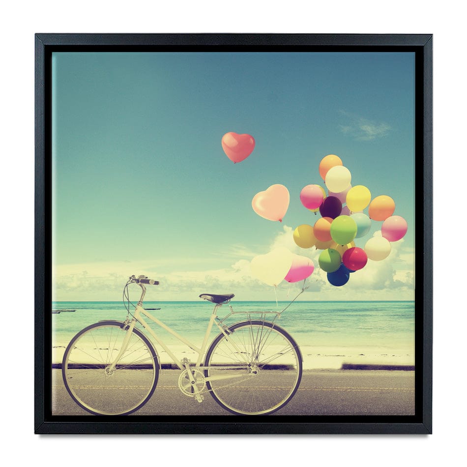 Bicycle And Balloons Square Canvas Print Bicycle And Balloons Square Canvas Print wall art product jakkapan / Shutterstock